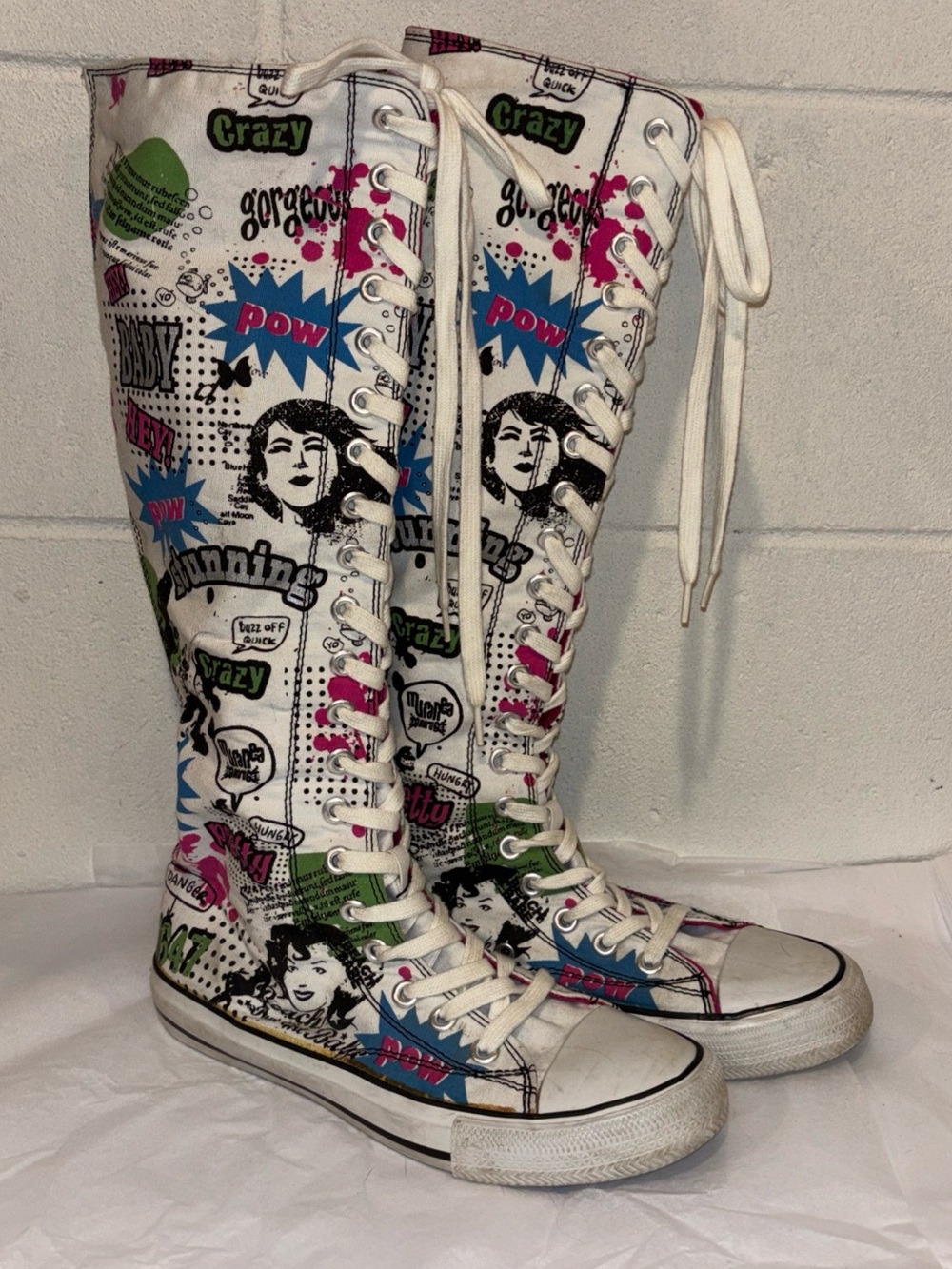 Vintage Airwalk knee high graffiti tennis shoes lace ups Retro Y2K women’s 8.5 - Picture 2 of 13